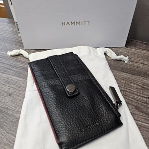 Hammitt Black Leather Card Wallet with Red Edge